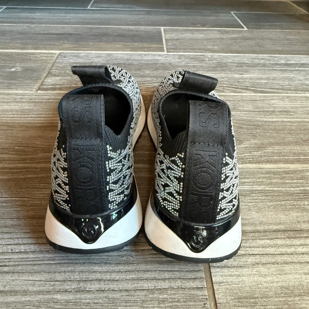 Michael Kors Women's Bodie Slip On Sneakers Black Crystal Embellishment Size 6.5